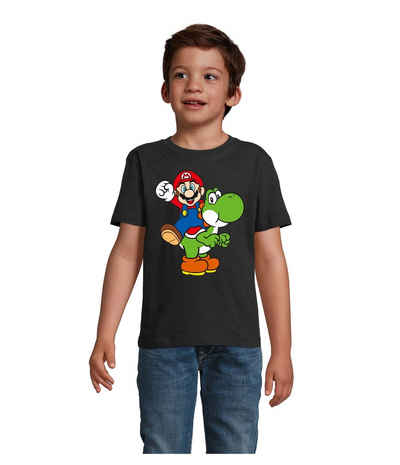 Blondie & Brownie T-Shirt Kinder Yoshi & Mario Konsole Retro Super Luigi