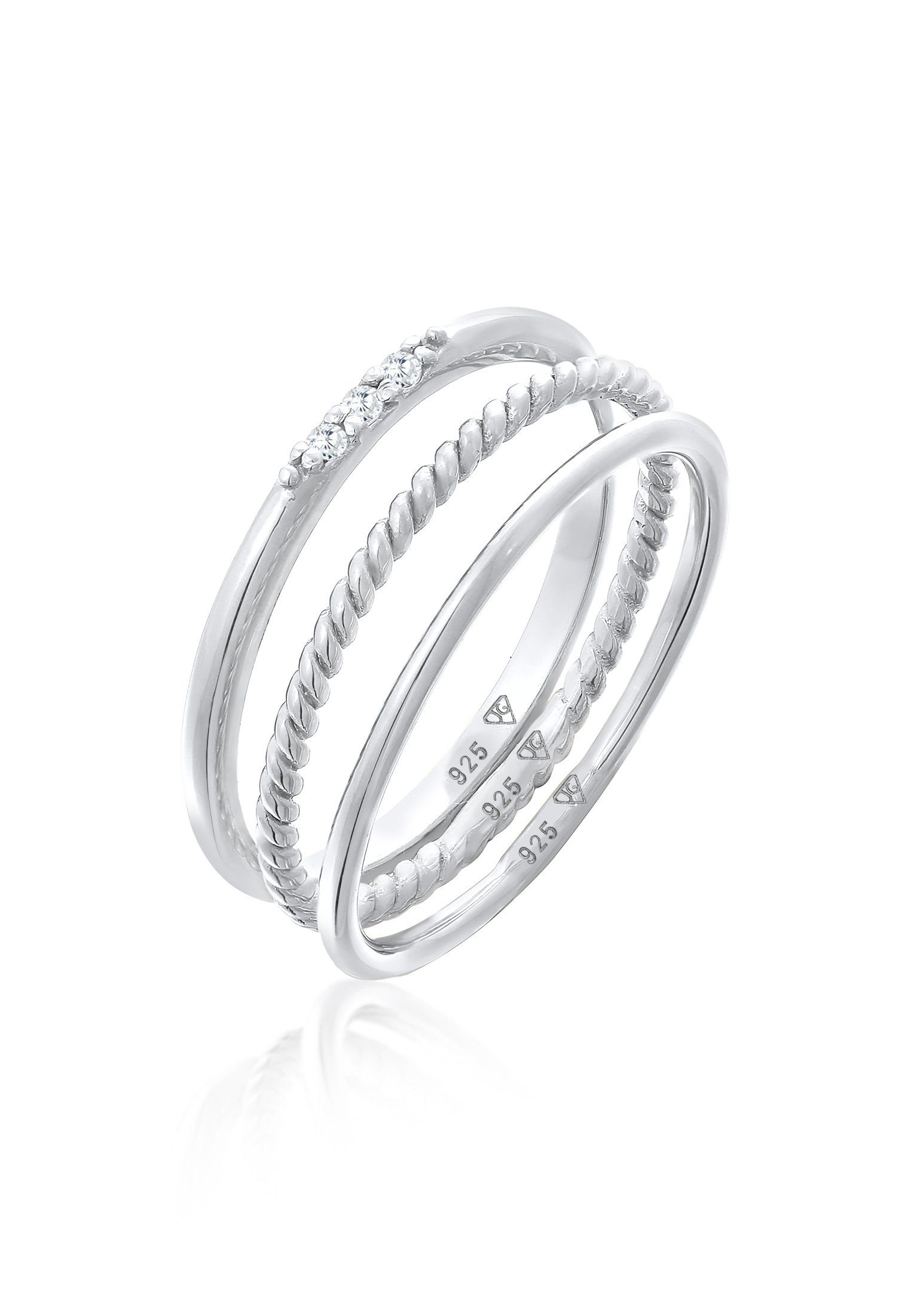 Elli Ring-Set Zirkonia Kordel Basic Stapel (3 tlg) 925 Silber