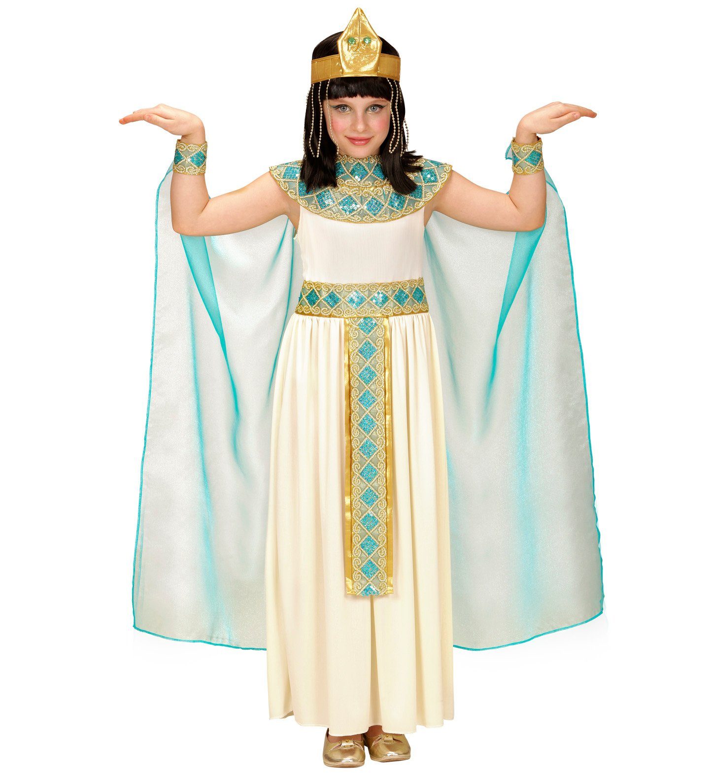 Widmann S.r.l. Kostüm Cleopatra Kinderkostüm 5-teilig, Weiß Gold