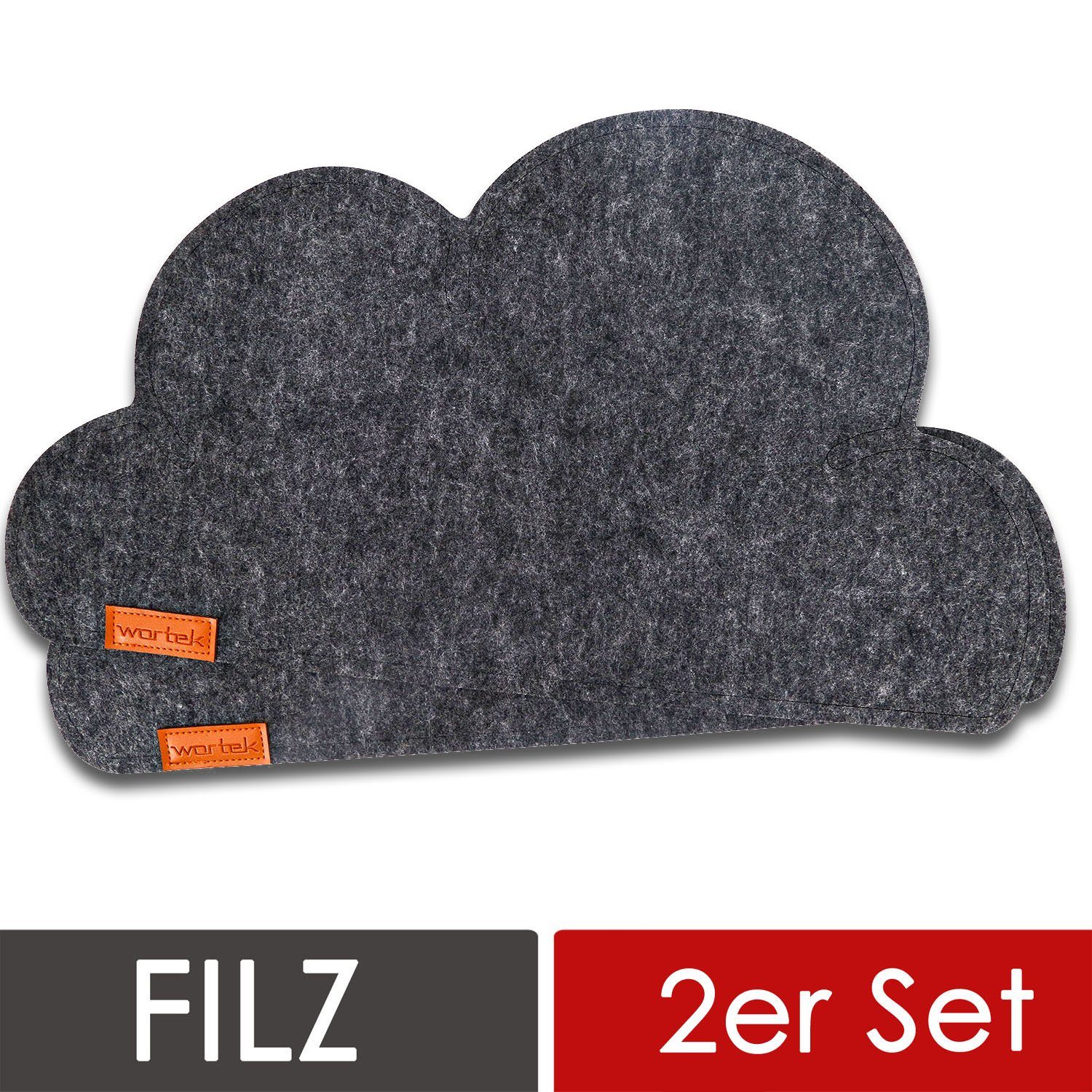 wortek Platzset Filz Kinder Tischset Platzset aus Filz Filzmatte, (Set, 2-St., 2-teilig), waschbare Tisch-Untersetzer, Teller-Untersetzer