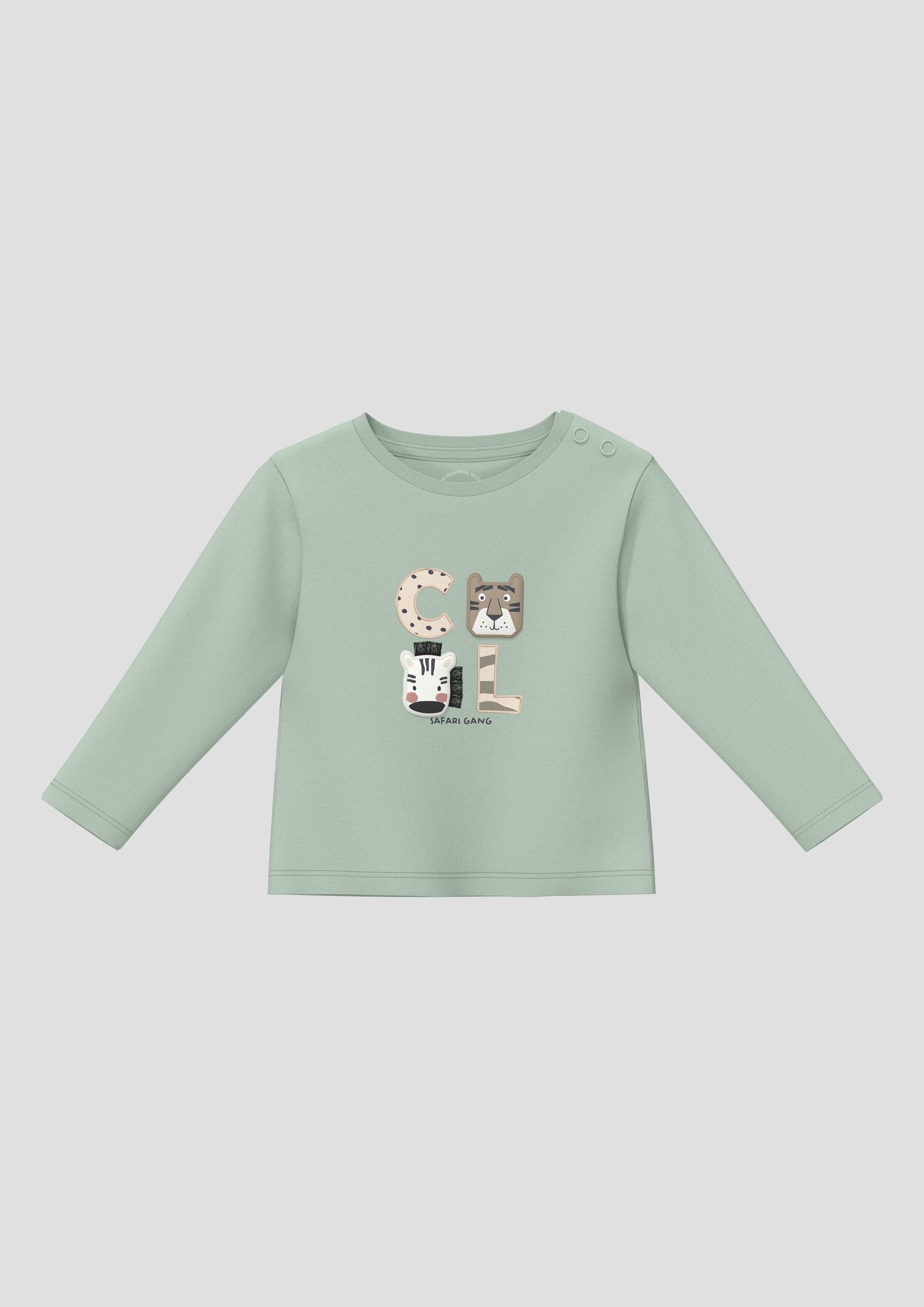 s.Oliver Langarmshirt T-Shirt Unisex T-Shirt mit Frontprint und Applikation