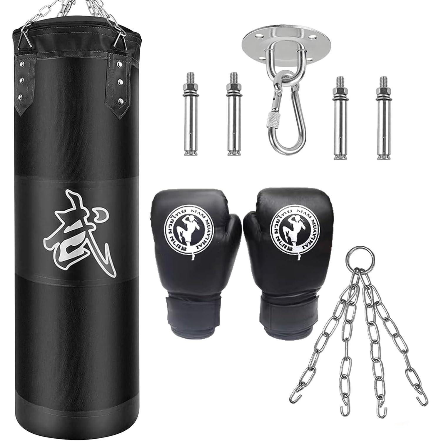 Boxhandschuhe Boxsack hängend Punchingbag MMA Kickbox Schwarz Boxhandschuhe