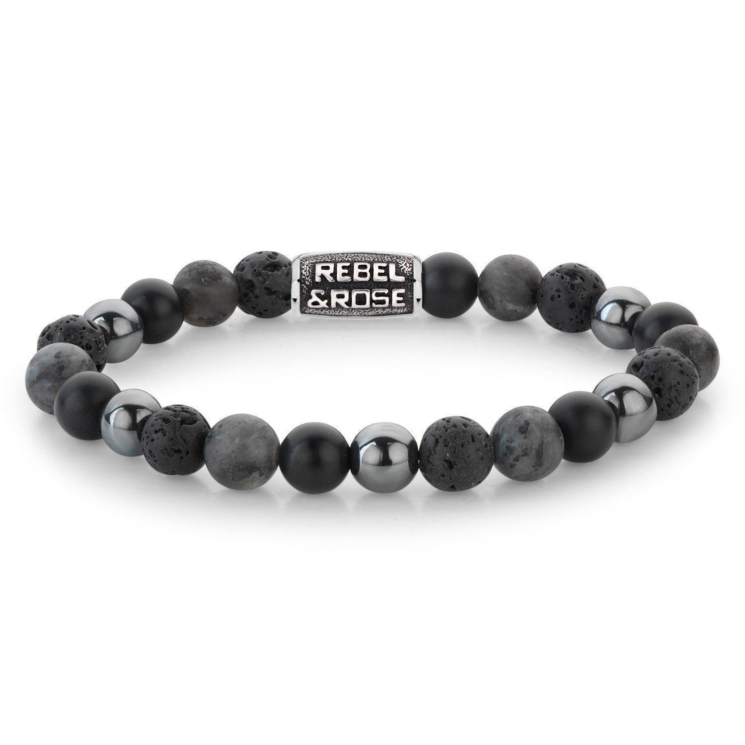 Rebel & Rose Edelstahlarmband Herren-Grey Rocks Vintage 8 mm