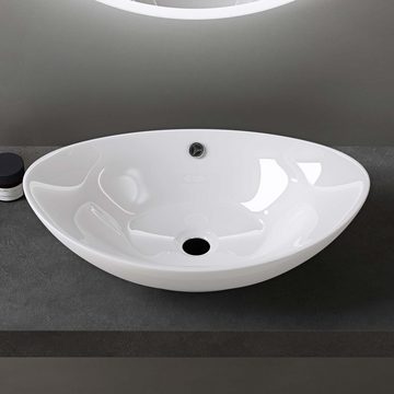 doporro Waschbecken doporro Aufsatzwaschbecken Brl818 Oval Keramik inkl. Nano-Versiegelung, Nano-Versiegelung