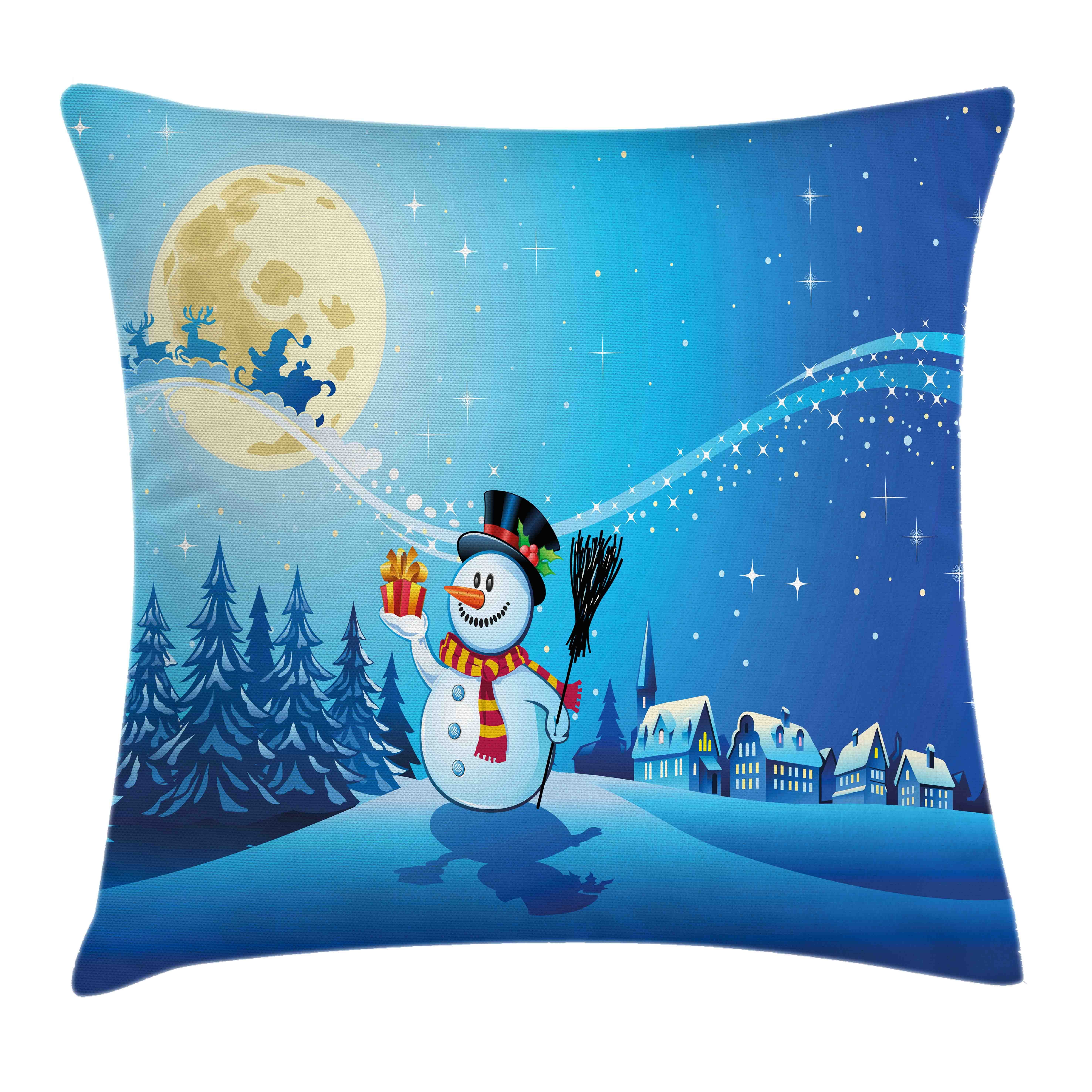 Abakuhaus (1 Weihnachten Snowy Stück), Reißverschluss Farbfesten Kiefern-Mond Druck, mit Kissenhülle Land Beidseitiger Farben Kissenbezüge
