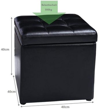 COSTWAY Sitzhocker Sitzwürfel, Stauraum mit Deckel, gepolstert, 300kg, 40x40cm