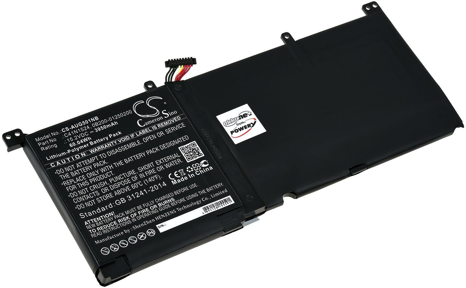 Powery Akku für Asus UX501VW-FY103T Laptop-Akku 3950 mAh (15.2 V)