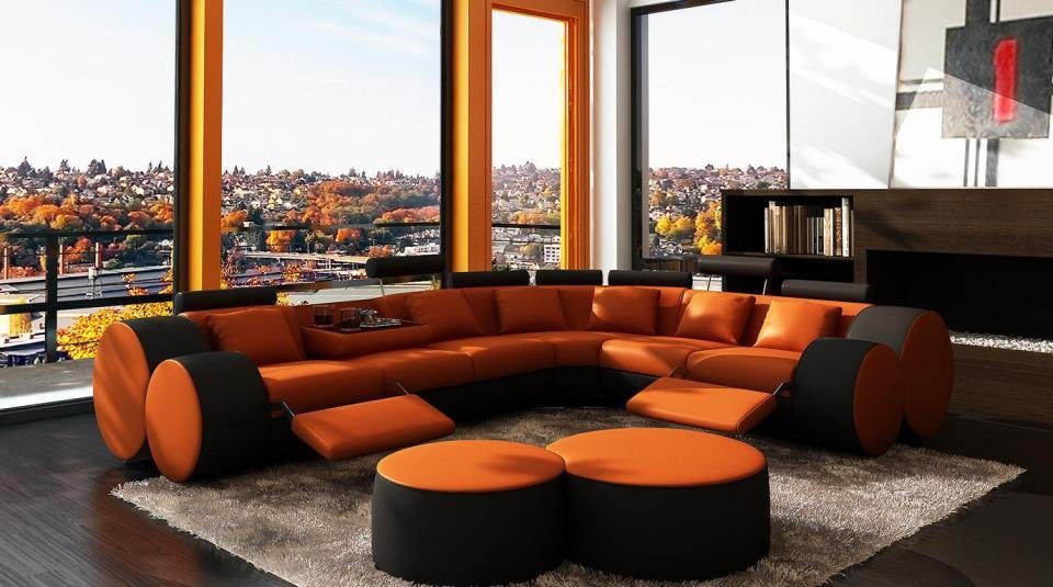 JVmoebel Ecksofa, XXL Multifunktions Ledercouch Couch Big Sofa Polster  Moderne LForm