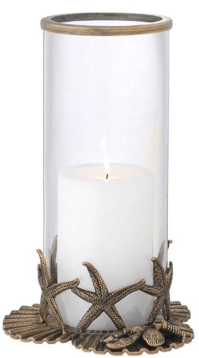 Casa Padrino Kerzenleuchter Luxus Kerzenleuchter Vintage Messingfarben Ø 20,5 x H. 31,5 cm - Luxus Deko Accessoires