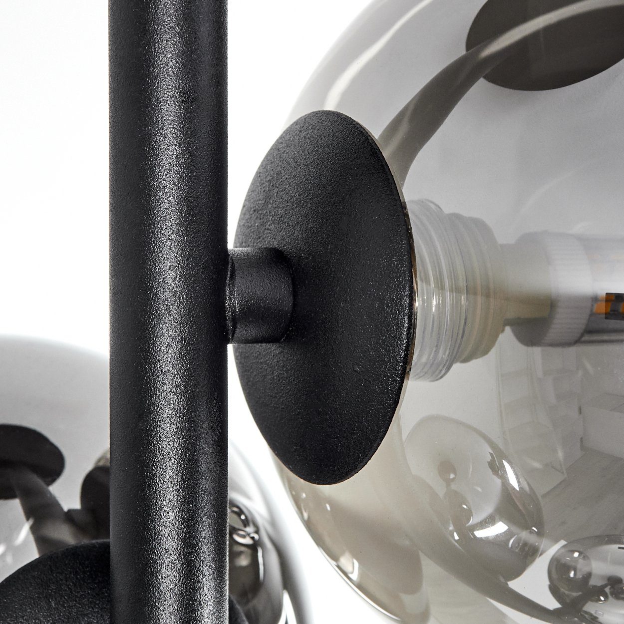 hofstein Deckenleuchte »Isorella« Deckenlampe, Metall/Glas, Schwarz/Chromfarben/Rauchfarben, ohne Leuchtmittel, mit Schirmen aus Rauchglas im Retro/Vintage Design, Ø10/12, 5cm, 4xG9