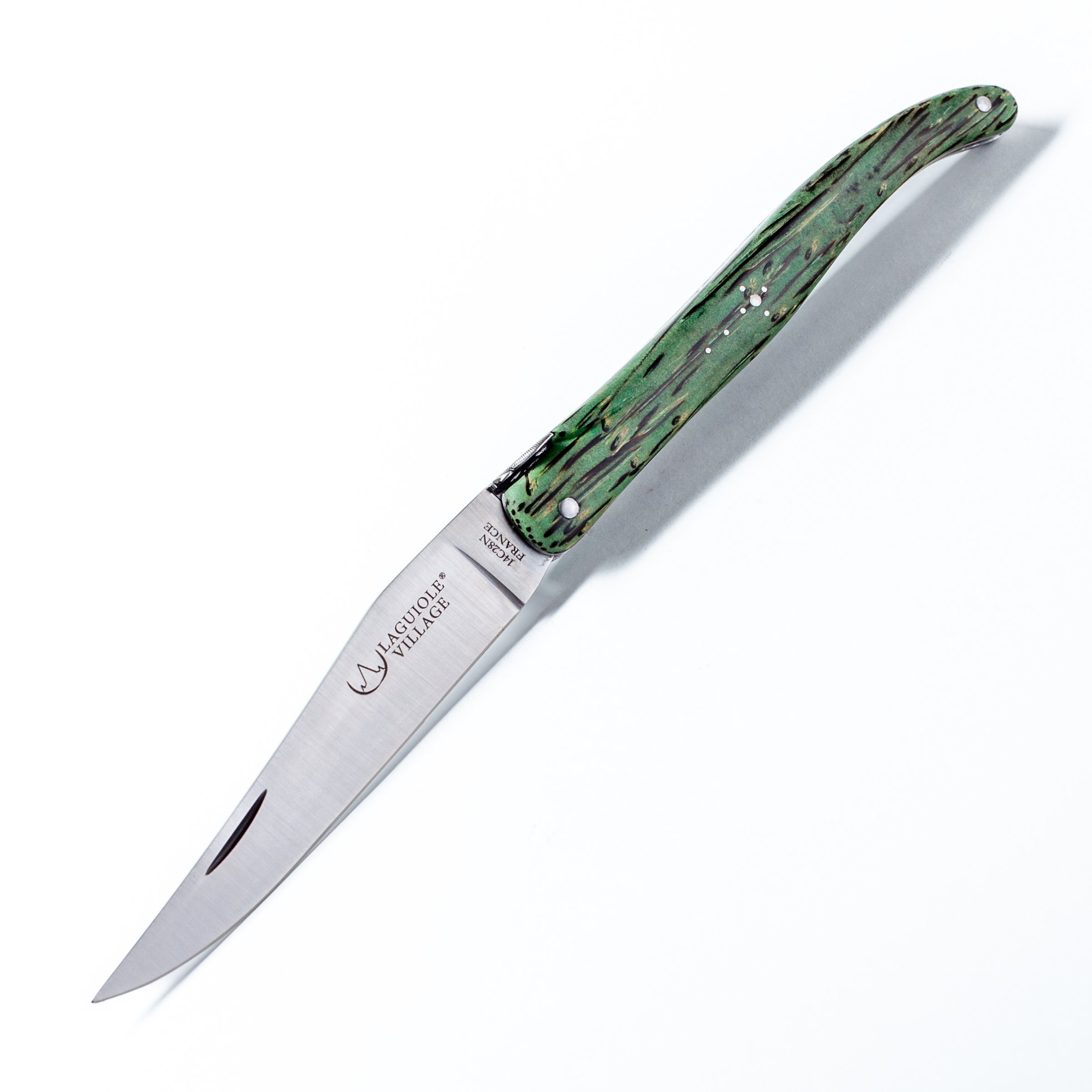 Laguiole Village Taschenmesser Laguiole Village Taschenmesser mit 12cm stabilisiertem Palmenholzgriff, (1 St), Edelstahlklinge, Handarbeit