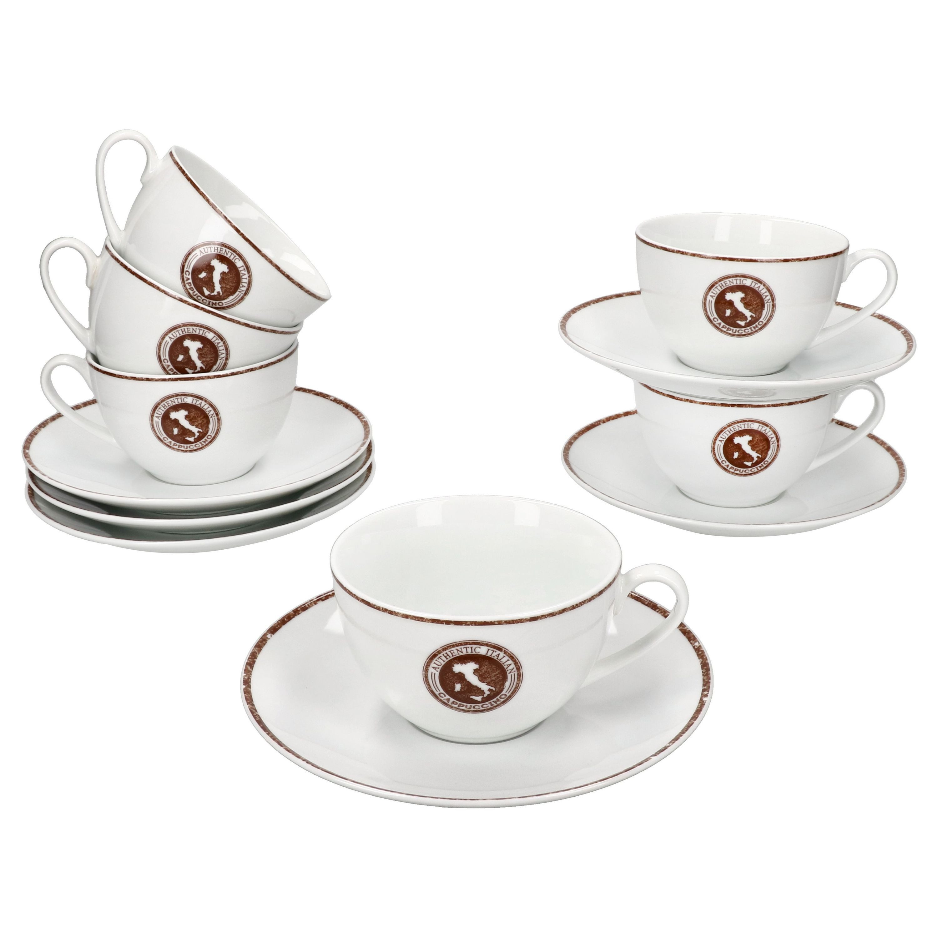 Ritzenhoff & Breker Becher 12tlg Authentic Italian Cappuccino-Set Tassen Untertassen 6 Personen, Porzellan – Bild 3 von 5