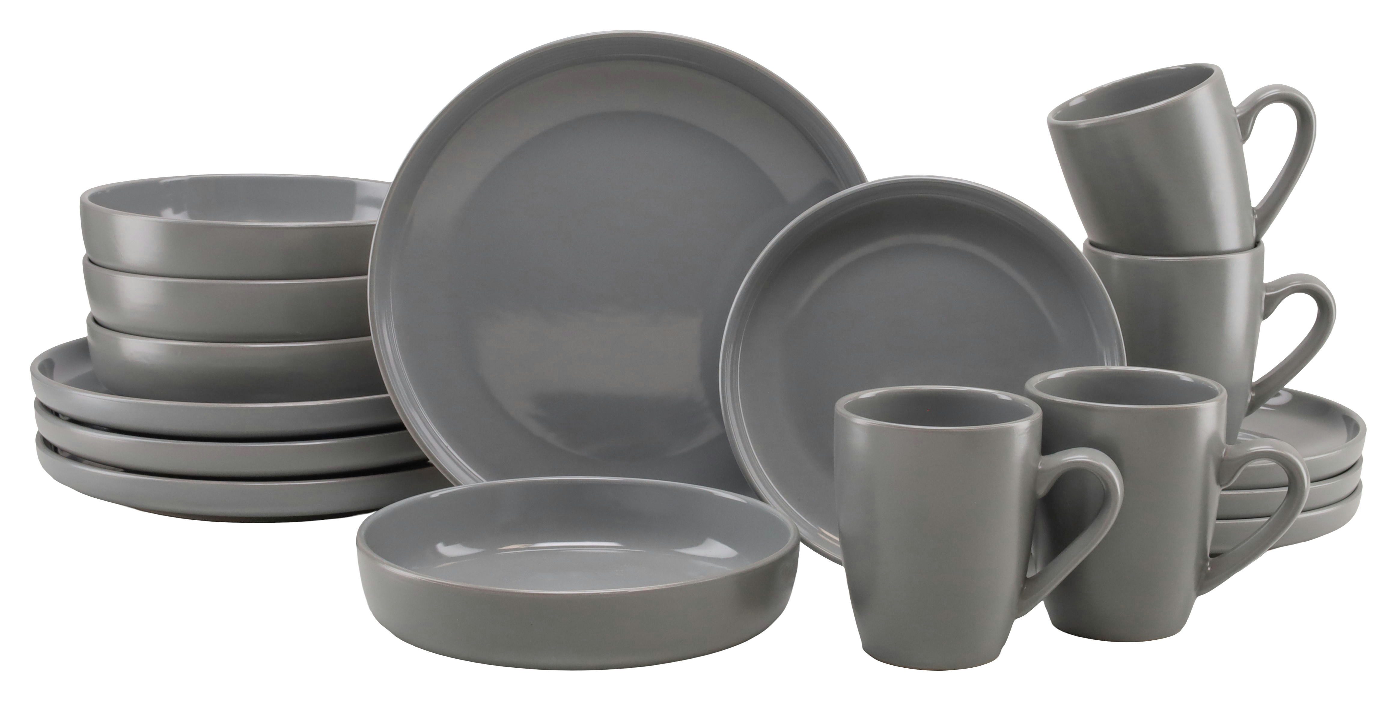 LeGer Home by Lena Gercke Kombiservice Geschirr-Set, Service Liliane (16-tlg), 4 Personen, Steinzeug, skandinavische, minimalistische Formensprache, 16 Teile