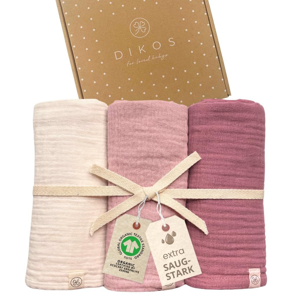 Babydecke Mulltücher 3er-SET gekreppt, Spucktuch 64x64 100% GOTS BIO-Baumwo günstig online kaufen