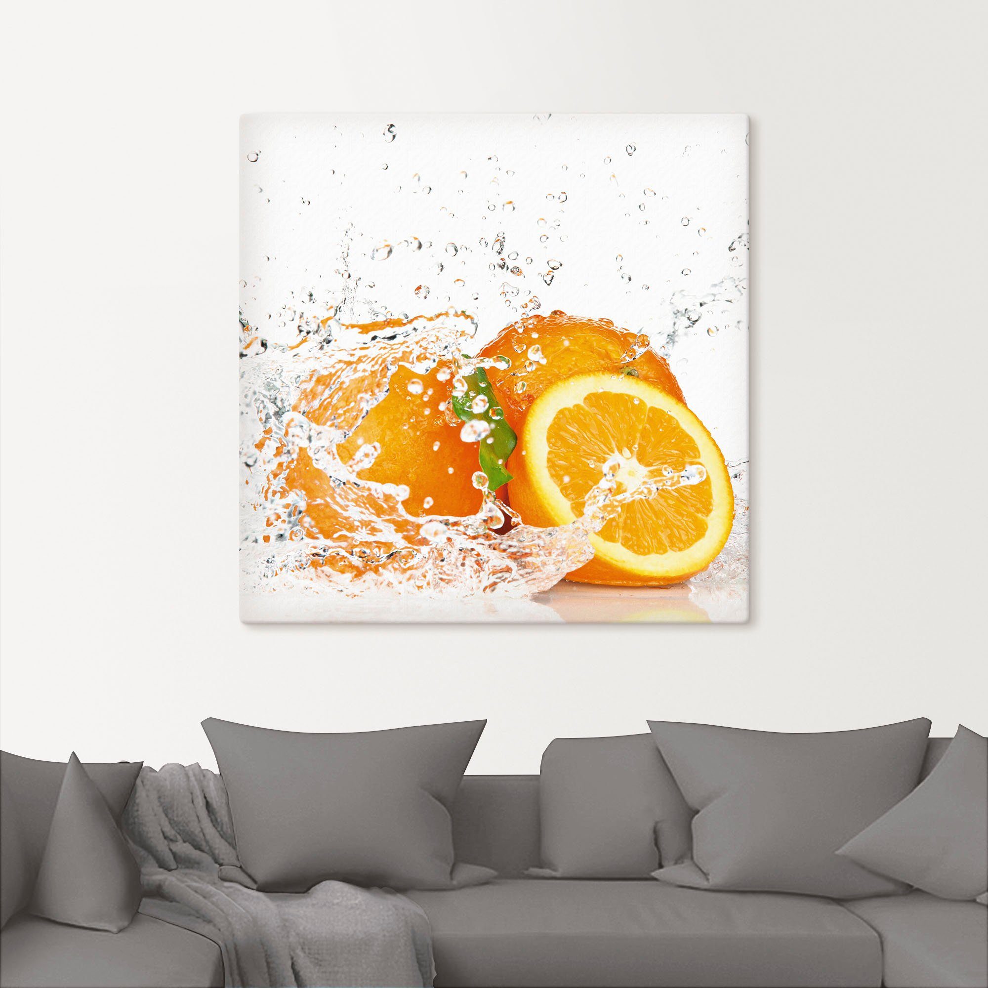 Artland Wandbild mit in Alubild, Wandaufkleber Größen Spritzwasser, oder versch. Orange Poster (1 Leinwandbild, St), Süßspeisen als