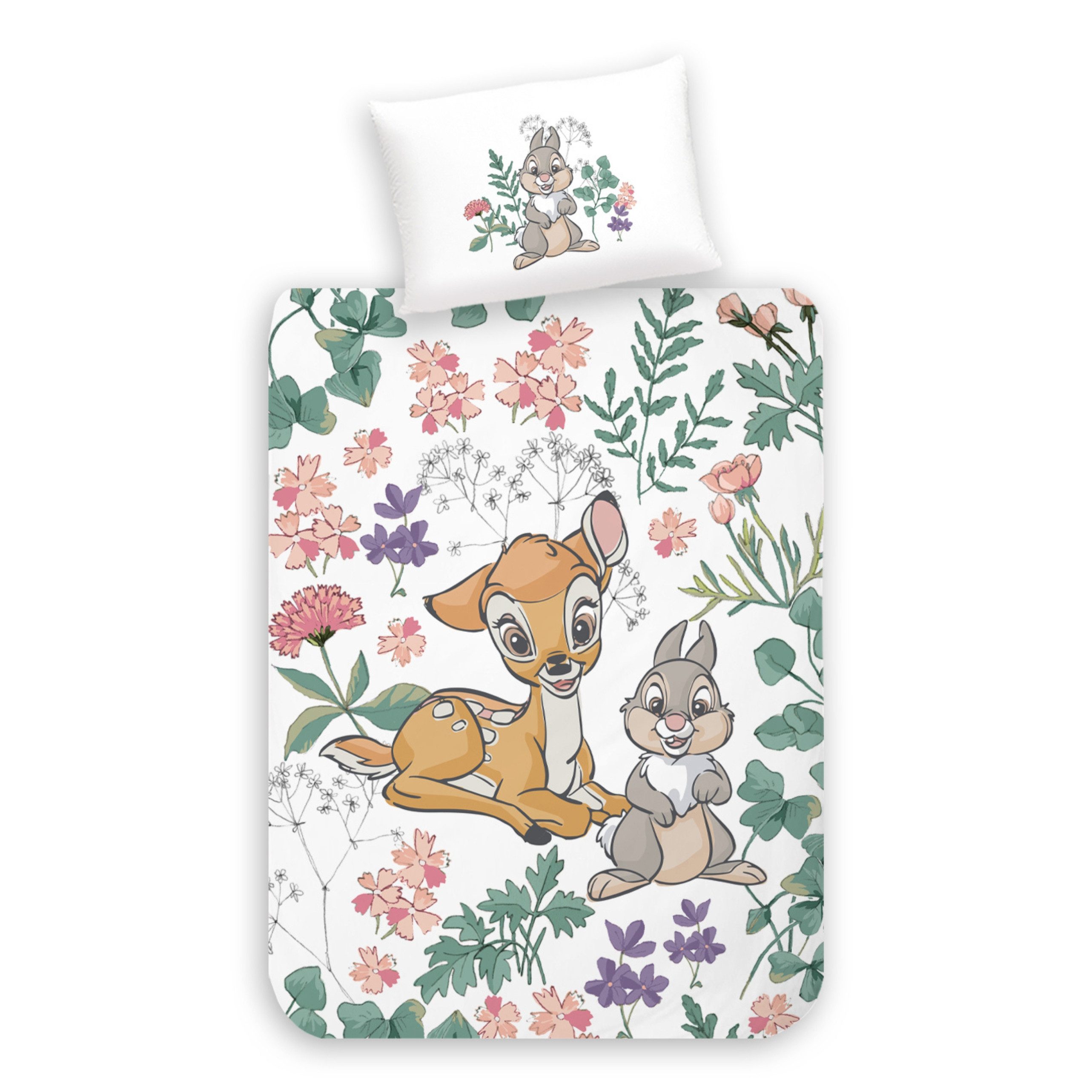 MTOnlinehandel Babybettwäsche Bambi Flower 100x135 + 40x60 cm in Renforcé • günstig online kaufen