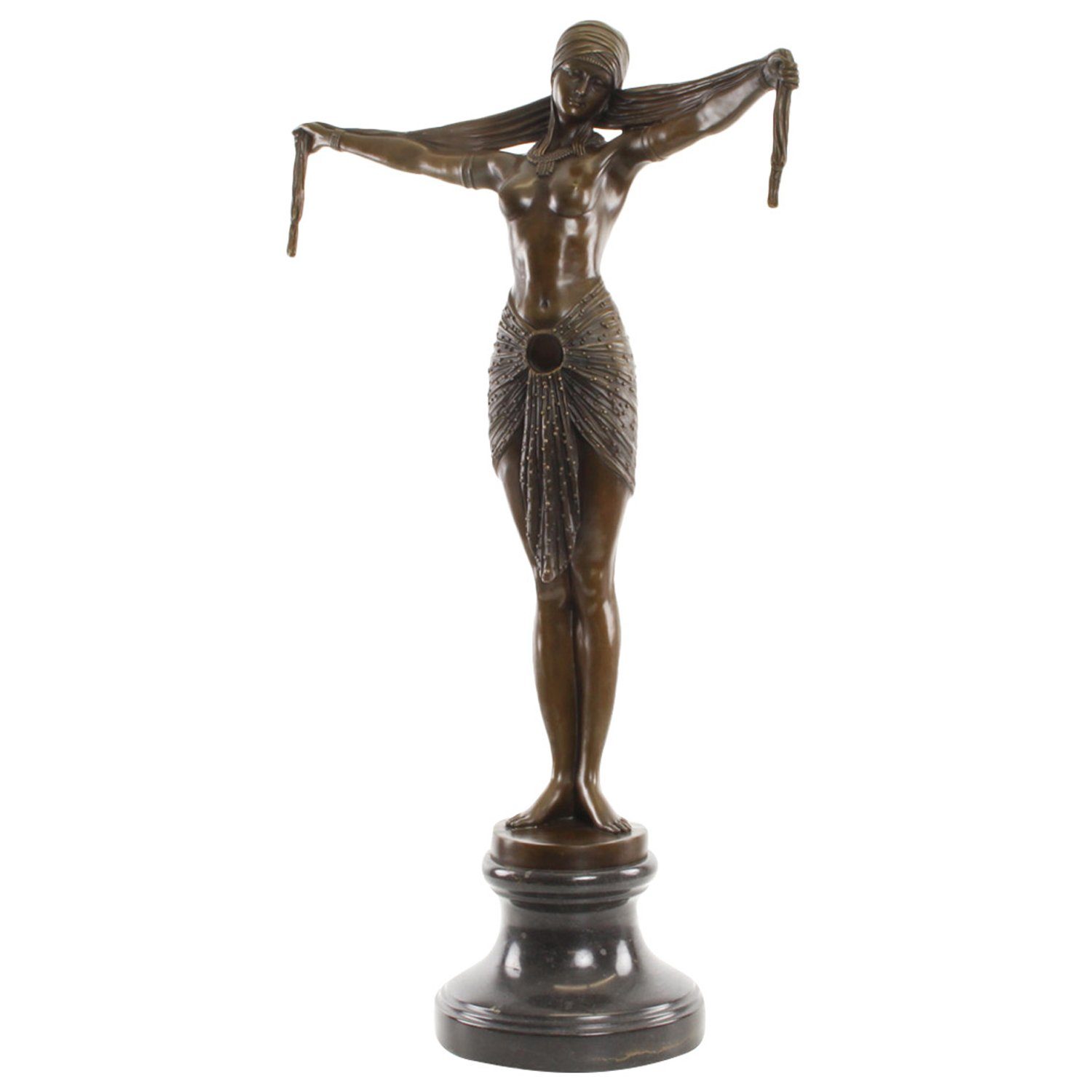 Aubaho Skulptur Bronzeskulptur Schaltänzerin Artdeco-Antik-Stil Figur Moderne Skulptur