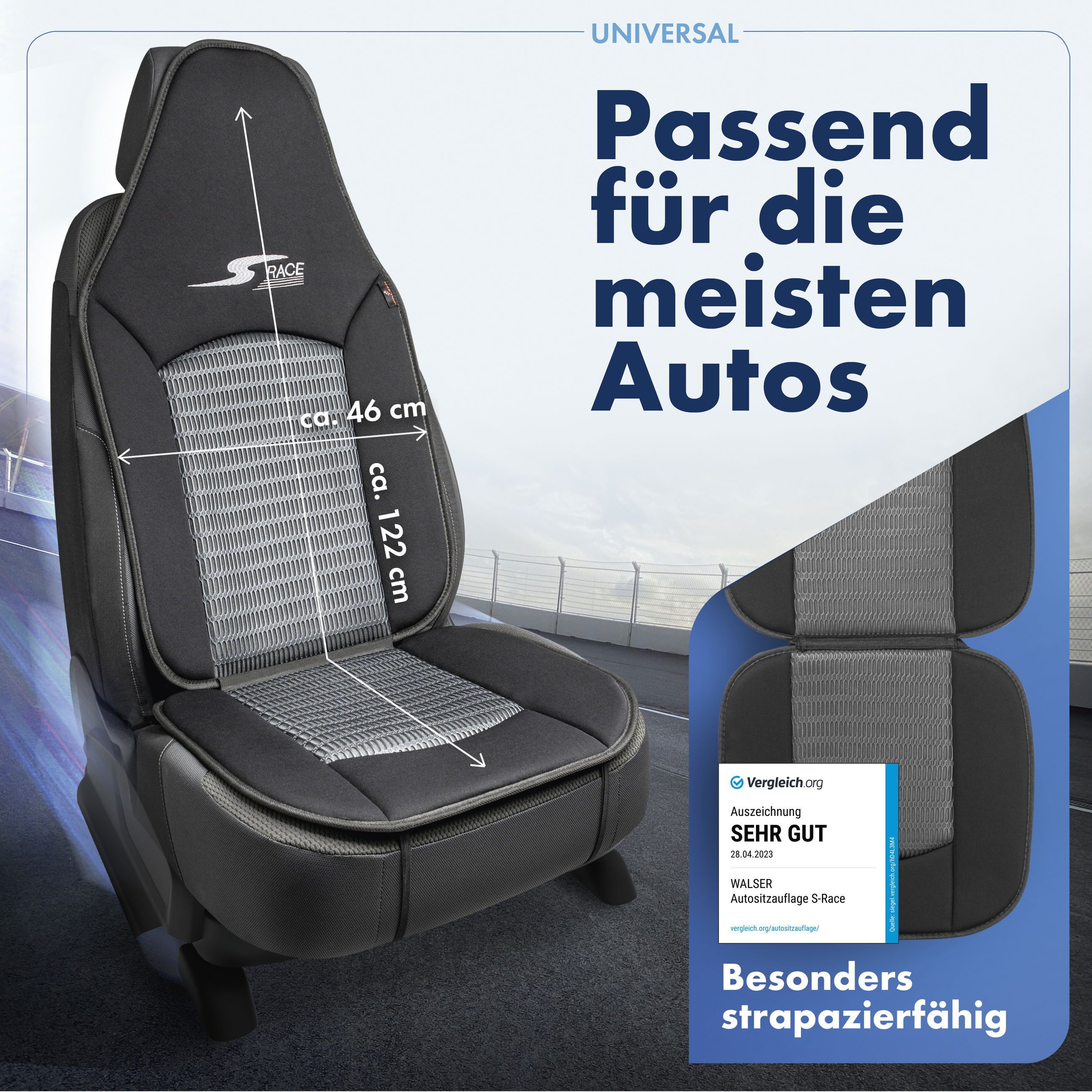 CarComfort Autositzauflage Sitzaufleger S-Race Pilotensit, 1 Stück, 1-tlg. – Bild 4 von 5