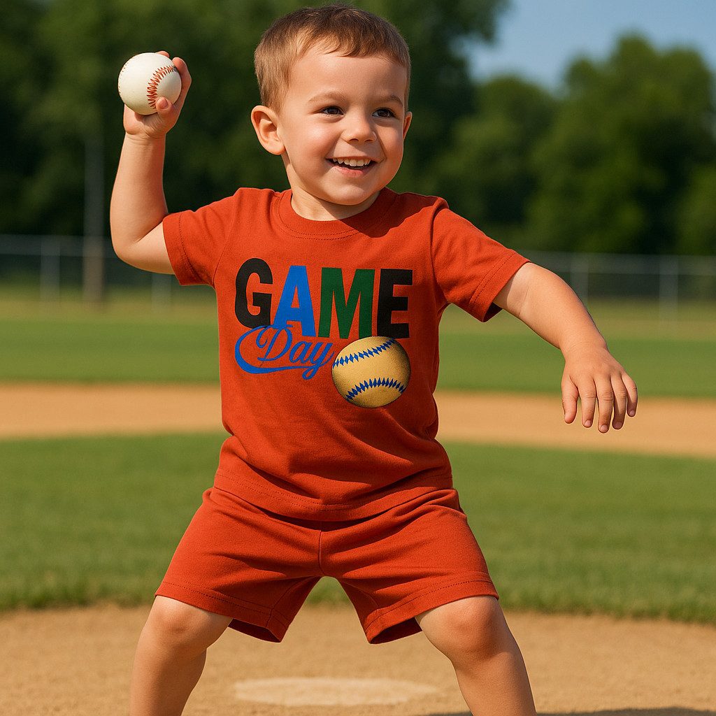 T-Shirt & Shorts Jungen Outfit, 2er Set: T-Shirt + Shorts, Grün/Rot, 100% Baumwolle