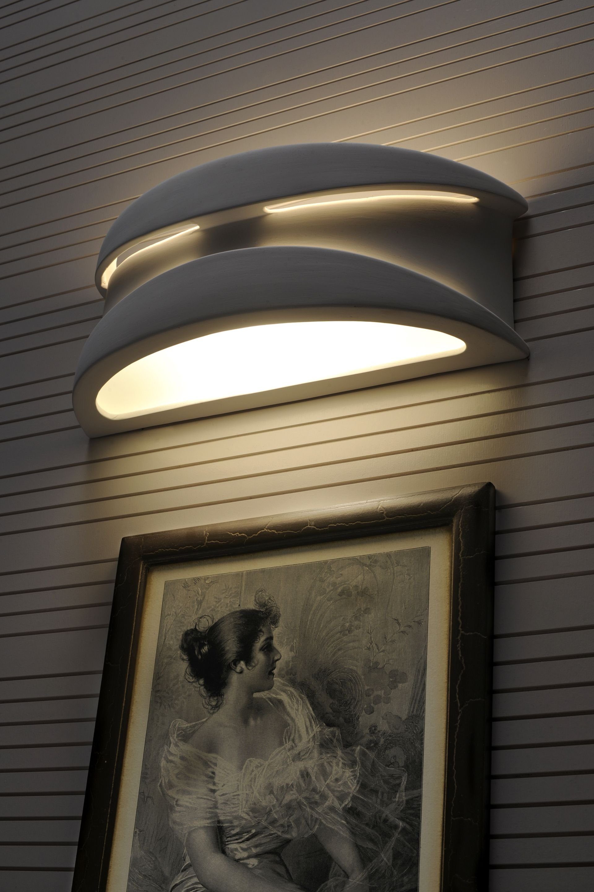 ohne Licht-Erlebnisse Modern KERAMIKLEUCHTE, Weiß Beleuchtung E27 Wandlampe Wandleuchte Gips Leuchtmittel, Wohnzimmer Flur