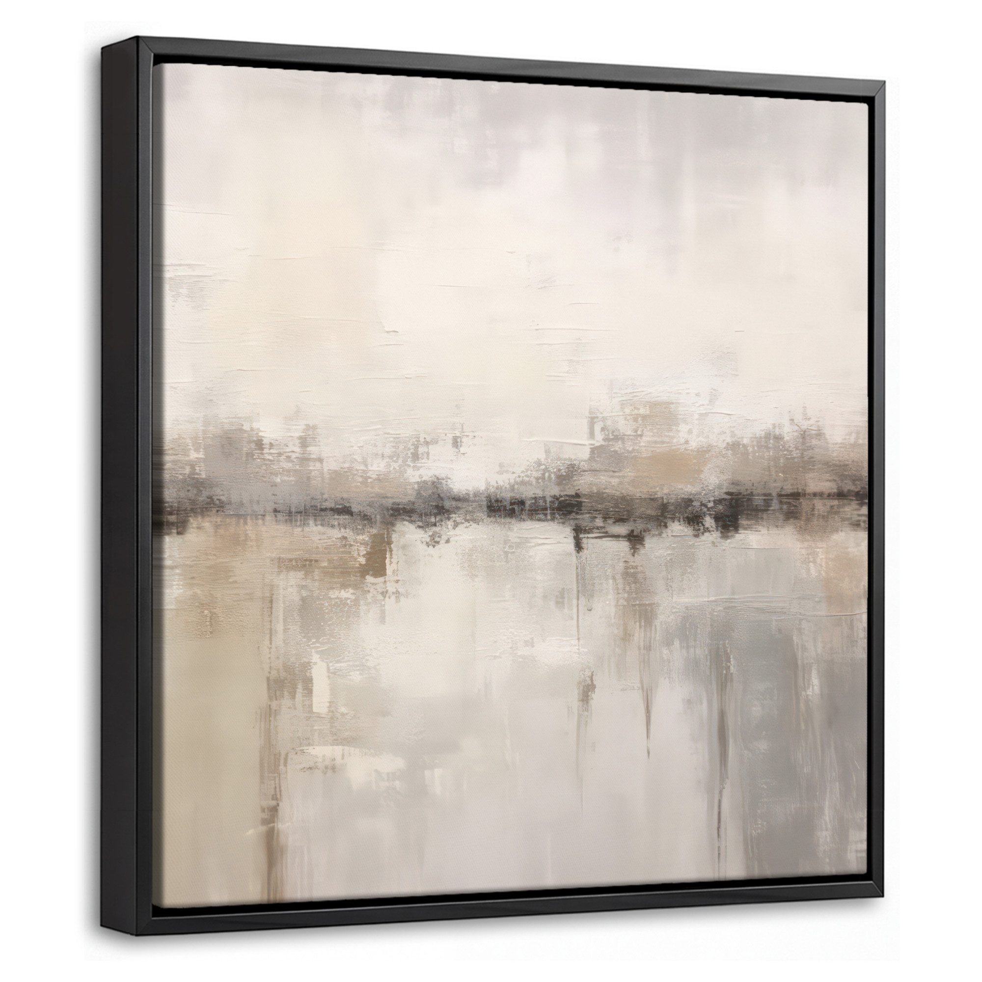 OneMillionCanvasses® Leinwandbild mit Rahmen - Moderne Kunst - Abstrakt - Beige, Fotodruck (1 St), Leinwand Bilder Klein, Wand Dekoration Aesthetic 20x20cm