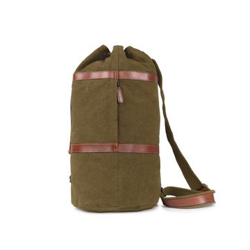 DRAKENSBERG Rucksack Seesack »Robin« (M) Oliv-Grün, kleine Vintage Reisetasche mit Rucksackfunktion aus Canvas und Leder