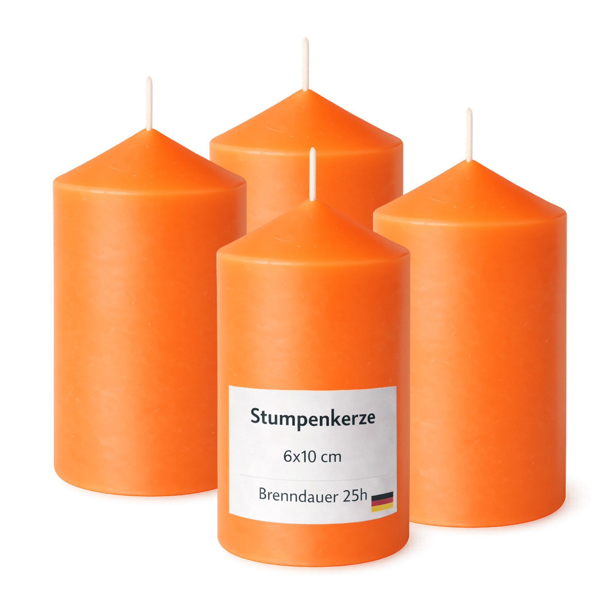 HS Candle Stumpenkerze Ø6cm x 10cm (4-tlg), Wachskerzen, Made in EU, 25h Brenndauer, Baumwolldocht