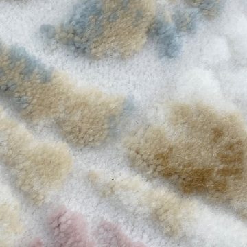 Teppich Karierter Wollteppich in Rot Creme und Bunt, Teppich-Traum, rechteckig