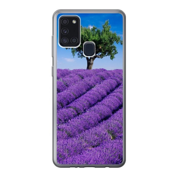MuchoWow Handyhülle Eine Nahaufnahme eines Lavendelfeldes Handyhülle Samsung Galaxy A21s Smartphone-Bumper Print Handy