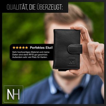 NilsHeese Geldbörse Kreditkartenetui Geldbörse Wallet Leder Geldbeutel, Leder, integrierten RFID-Blocker, Druckknopfverschluss