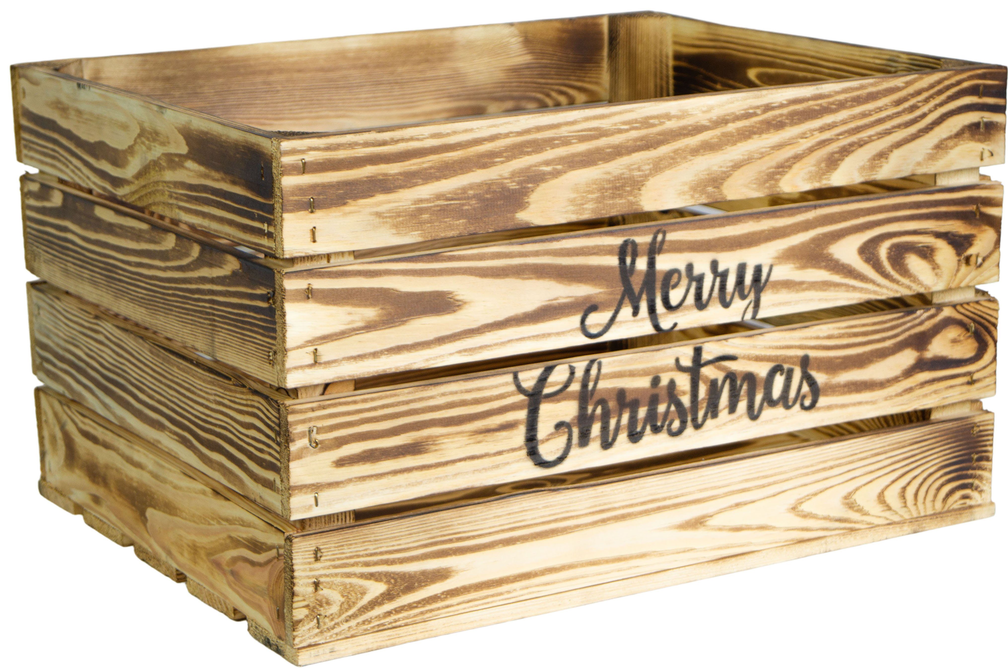Kistenkolli Altes Land Allzweckkiste geflammte Holzkiste Weinkiste Merry Christmas Weihnachtgeschenk Frohe (Spar-Set)