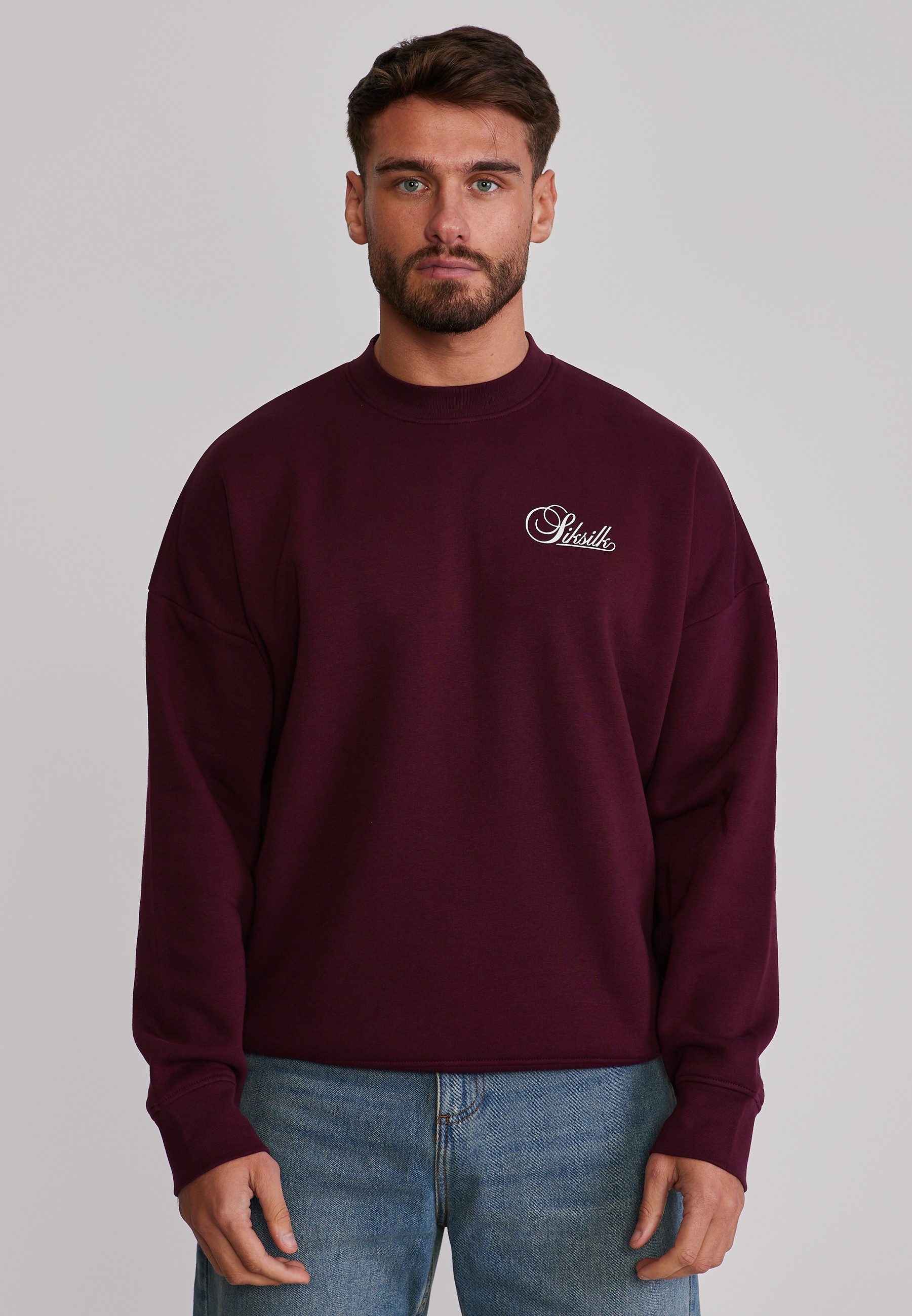 Sweatshirt SikSilk Herren Burgunderrot Essentials Sweater