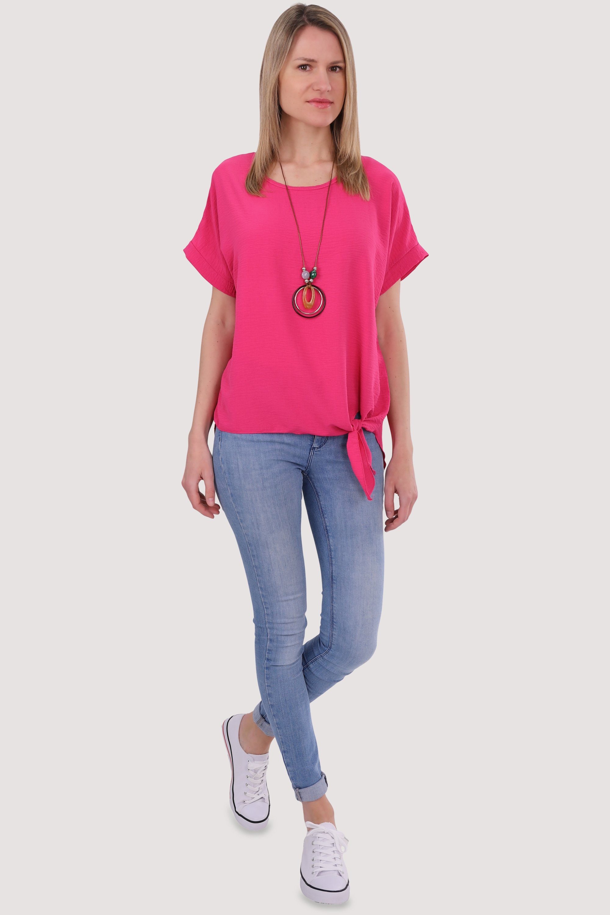 malito more than fashion Kette Blusenshirt mit 10508 Bindeknoten Einheitsgröße und pink