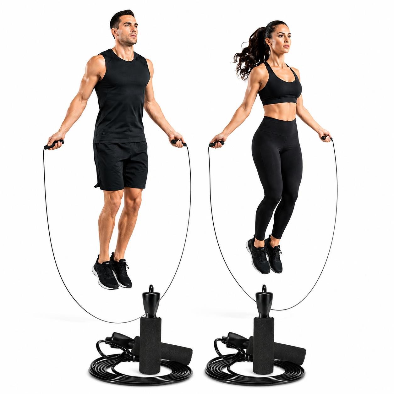 BAYLI Kurzhantel 2er Set - Springseil 280 cm Fitness Seilspringen für Erwachsene –