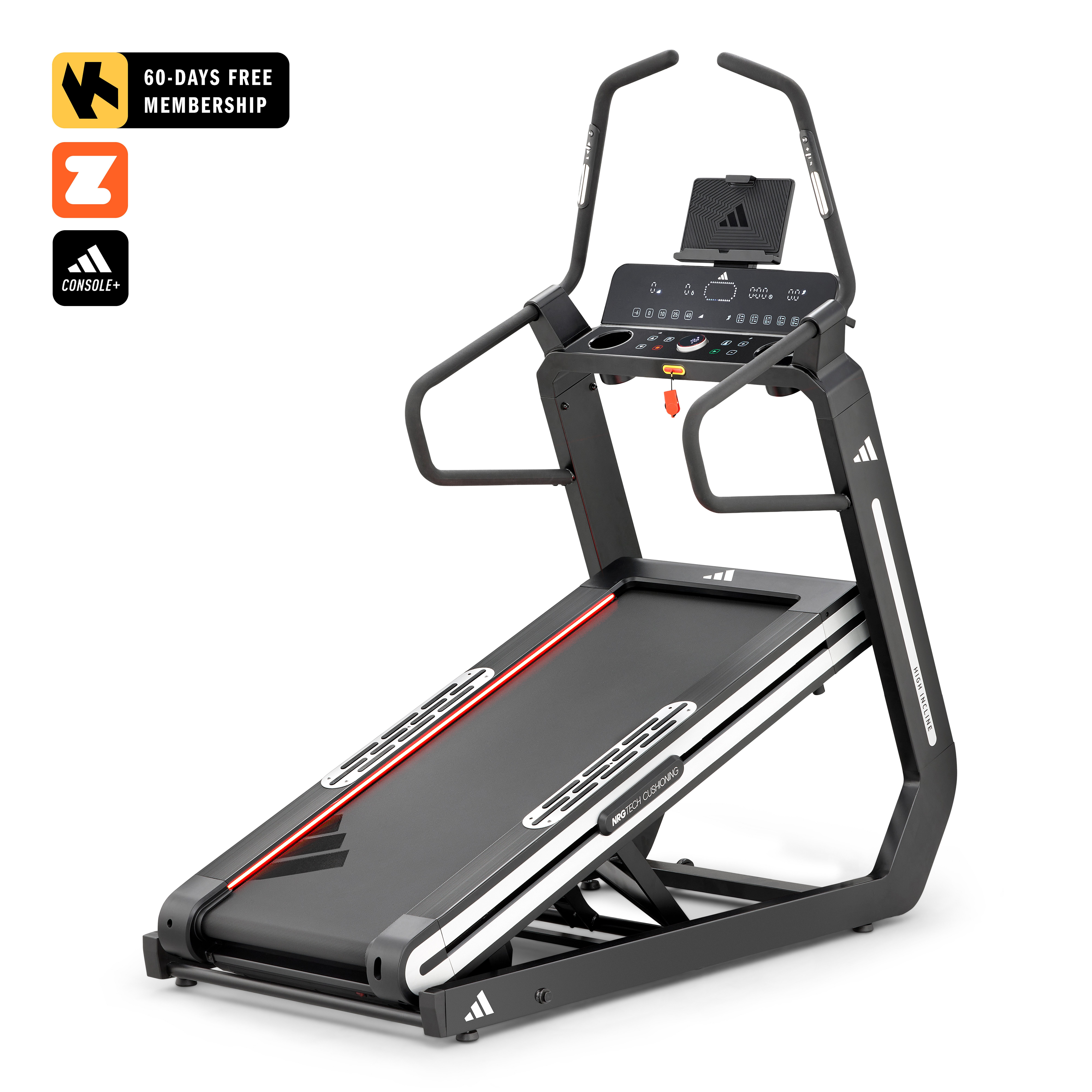 adidas Performance Laufband adidas T-800 High Incline Laufband (70 % vormontiert, einfache Endmontage), Climb Mode, Apps, LED Beleuchtung, Stufenlose Steigung bis 40 %