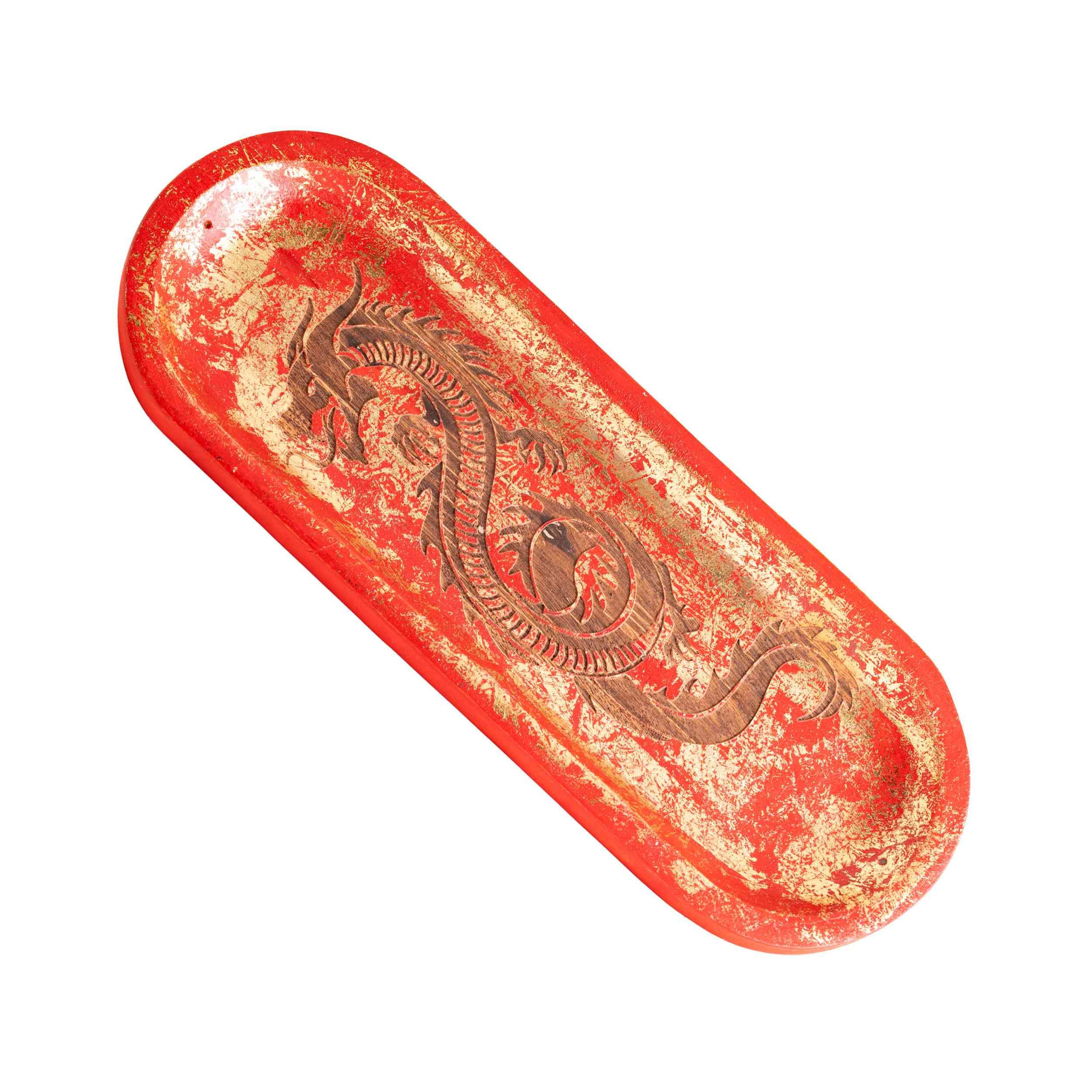 NKlaus Räucherstäbchen-Halter Räucherstäbchenhalter Drache 28 cm Holz Rot Gold Räucherhalter