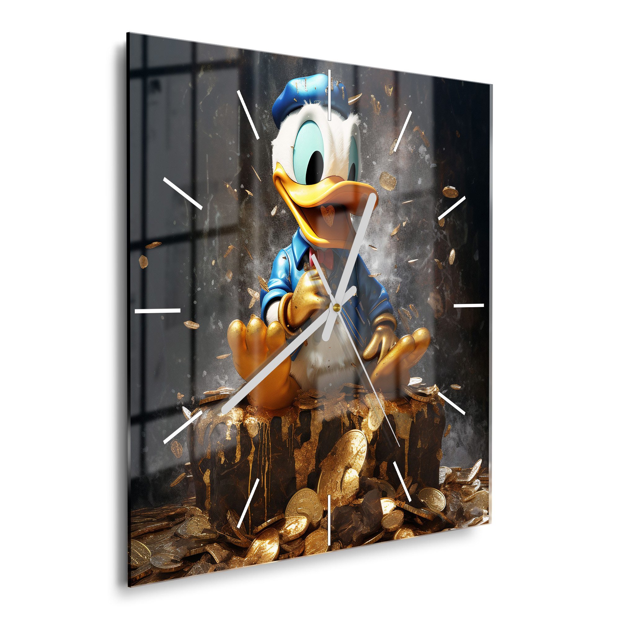 DEQORI Wanduhr 'Goldene Schatzkammer' (Glas Glasuhr modern Wand Uhr Design günstig online kaufen