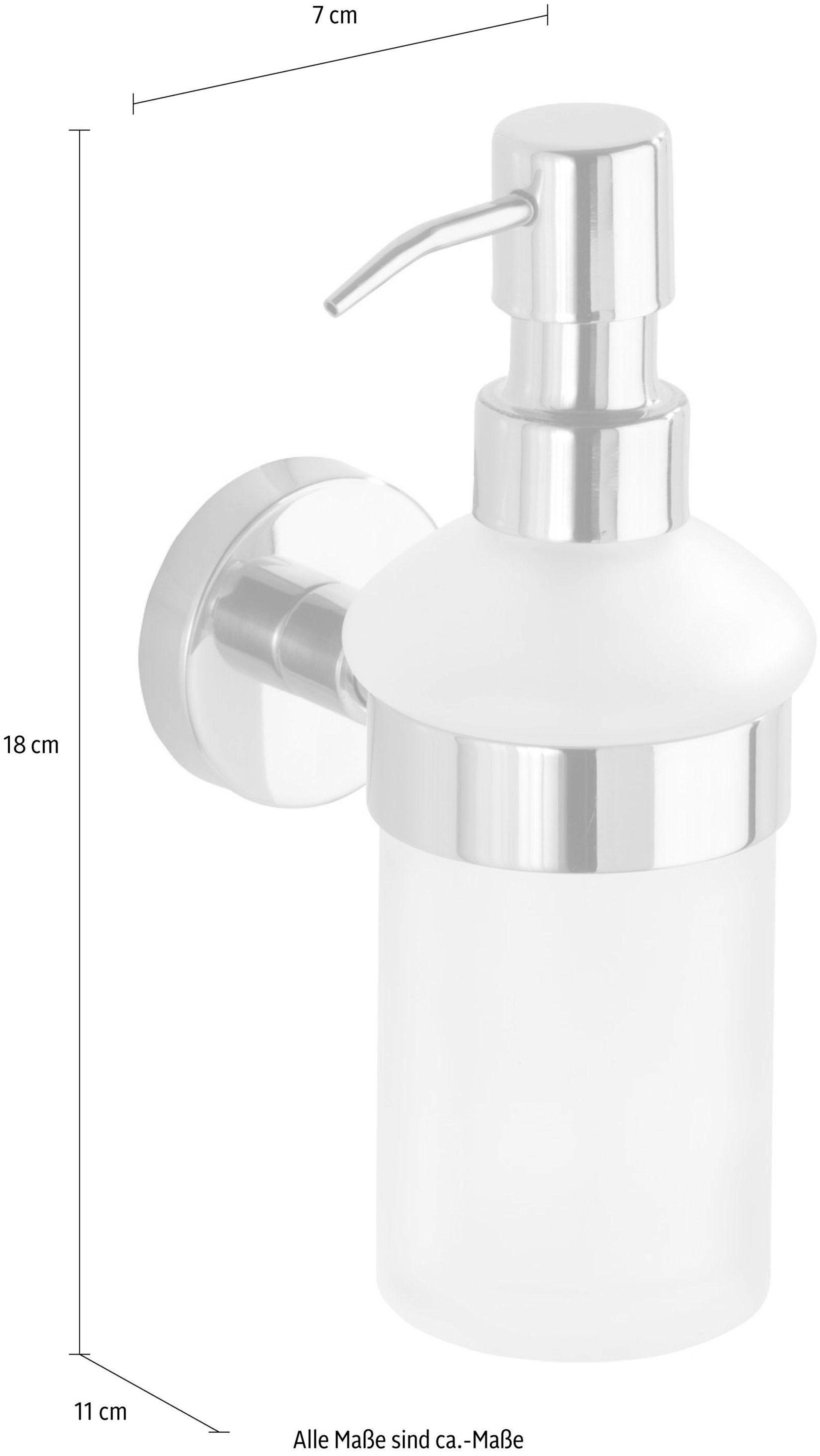 WENKO Seifenspender Bosio Shine, Edelstahl rostfrei, ca. 200 ml Füllmenge
