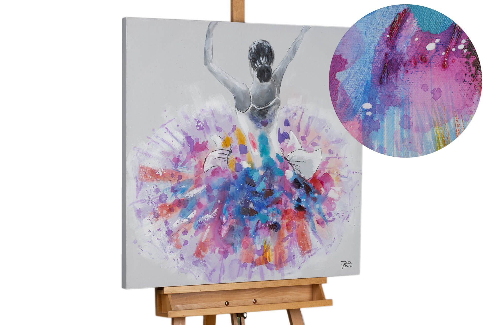 KUNSTLOFT Gemälde Primaballerina 80x80 cm, Leinwandbild 100% HANDGEMALT Wandbild Wohnzimmer
