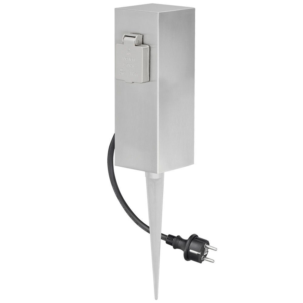 Ledino Steckdose, Edelstahl Außen 2-fach Steck Dosen Pfosten Garten Beet