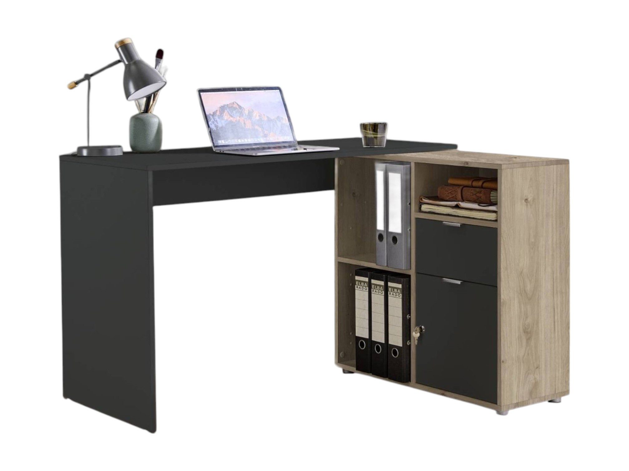 moebel-dich-auf Eckschreibtisch LUIZ (Schreibtisch + Regal, 110 cm breit), günstig online kaufen
