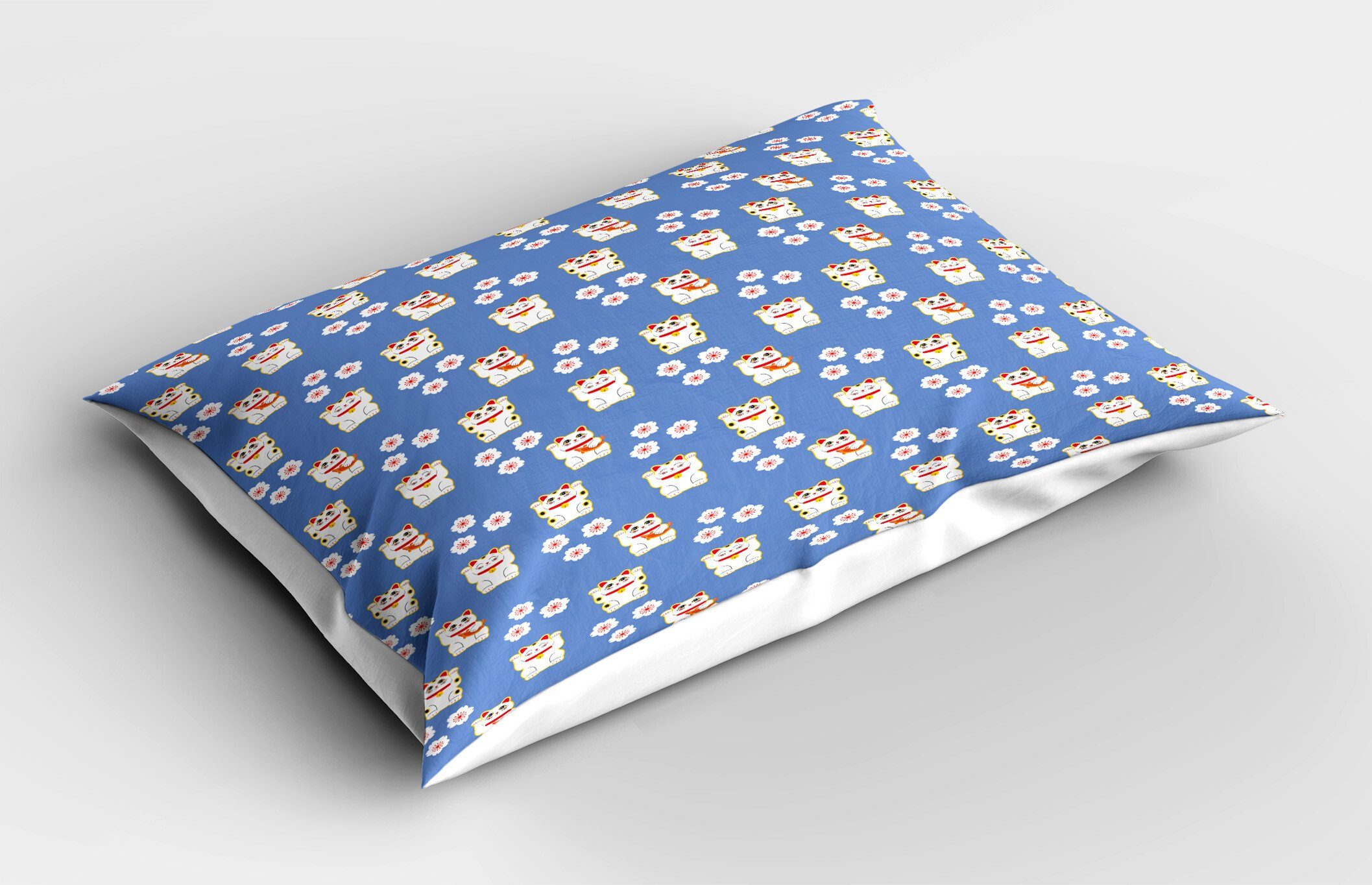 Kissenbezüge Neko-Katzen-Muster Dekorativer Stück), King (1 Gedruckter Süße Maneki Size Katze Standard Kissenbezug, Abakuhaus