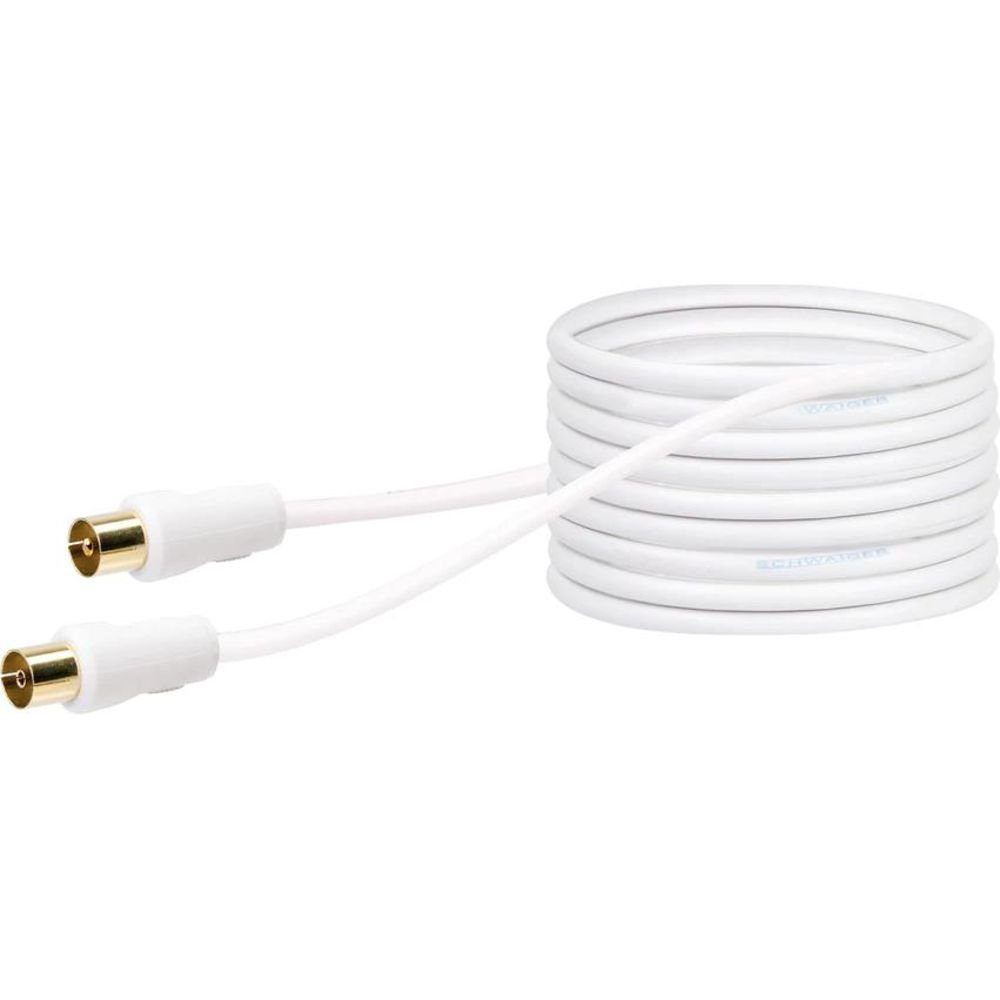 Schwaiger Antennen Anschlusskabel (90 dB) 10m SAT-Kabel, weiß, IEC Stecker, IEC Buchse, 2-fach geschirmt