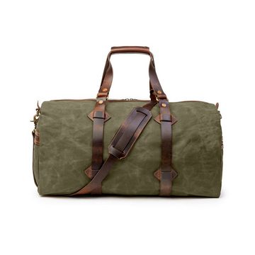 DRAKENSBERG Reisetasche Weekender »Cody« Wald-Grün, wetterfeste Vintage Sportasche aus gewachstem Canvas und Leder