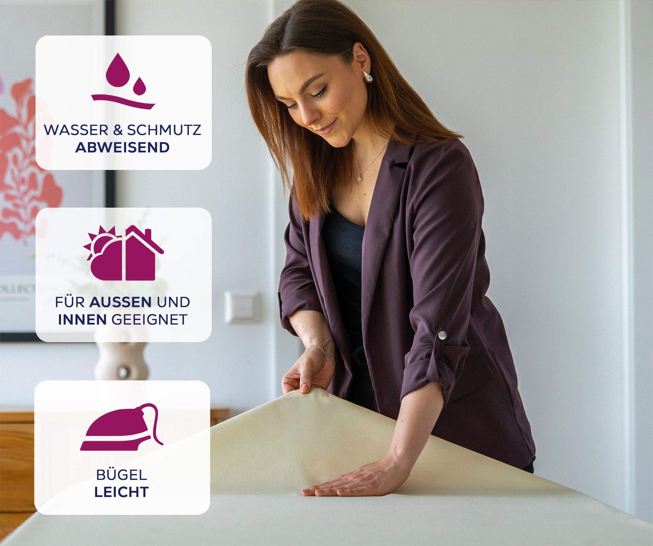 Beautex Tischdecke Fleckenabweisende bügelfreie Tischdecke mit Lotuseffekt, Leinenoptik (1-tlg)