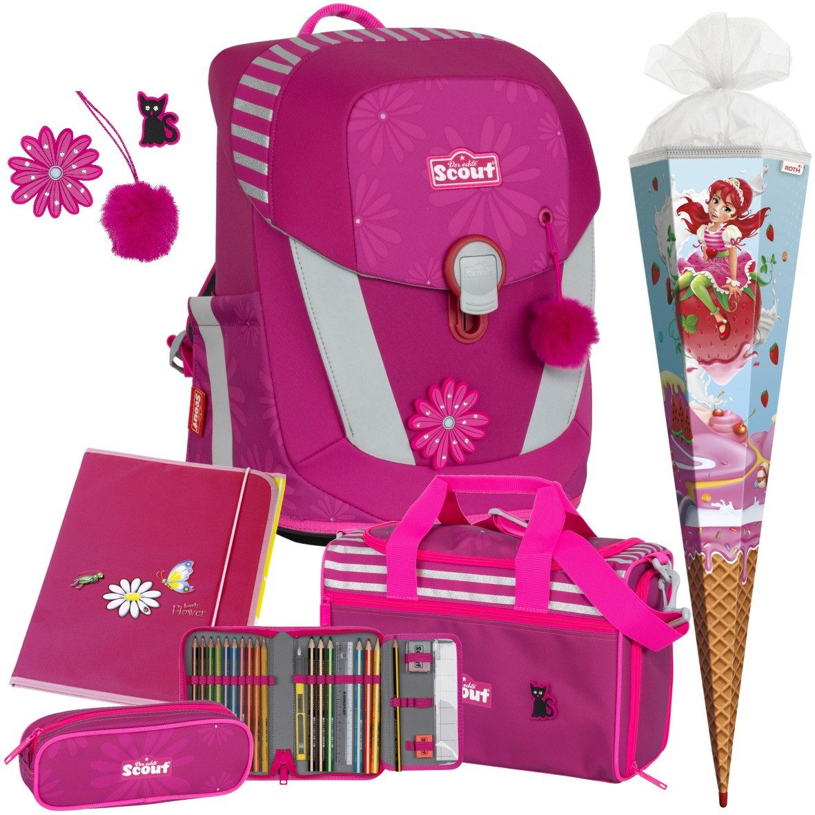 Scout Ранцы Mädchen 1.Klasse in unterschiedlichen Modell-Sets (6-tlg)