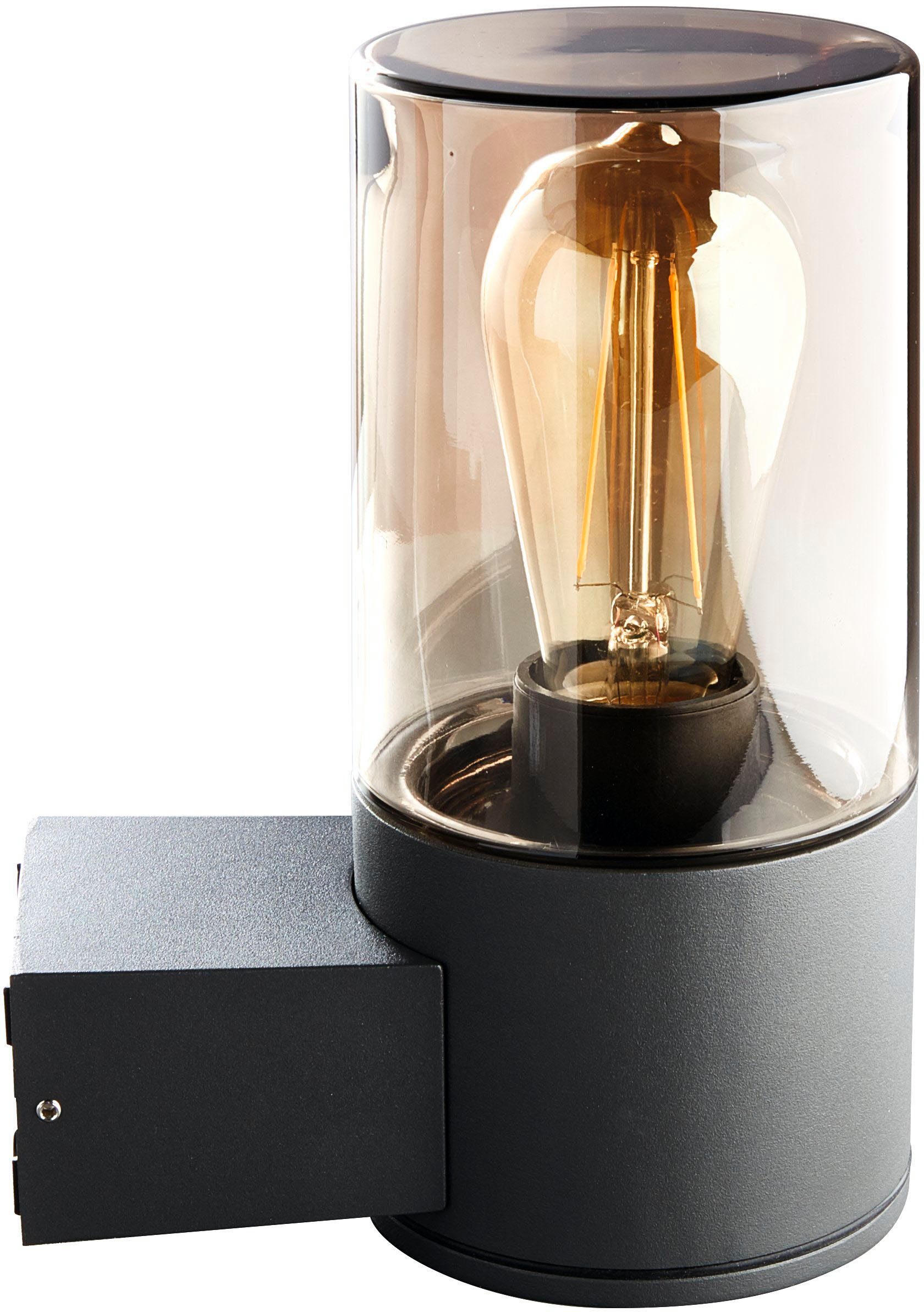 Rauchglas Santorin, Außen-Wandleuchte aus Leuchtmittel, HEITRONIC Lichtaustritt Außenlampe, ohne Pollerleuchte, Außenleuchte,