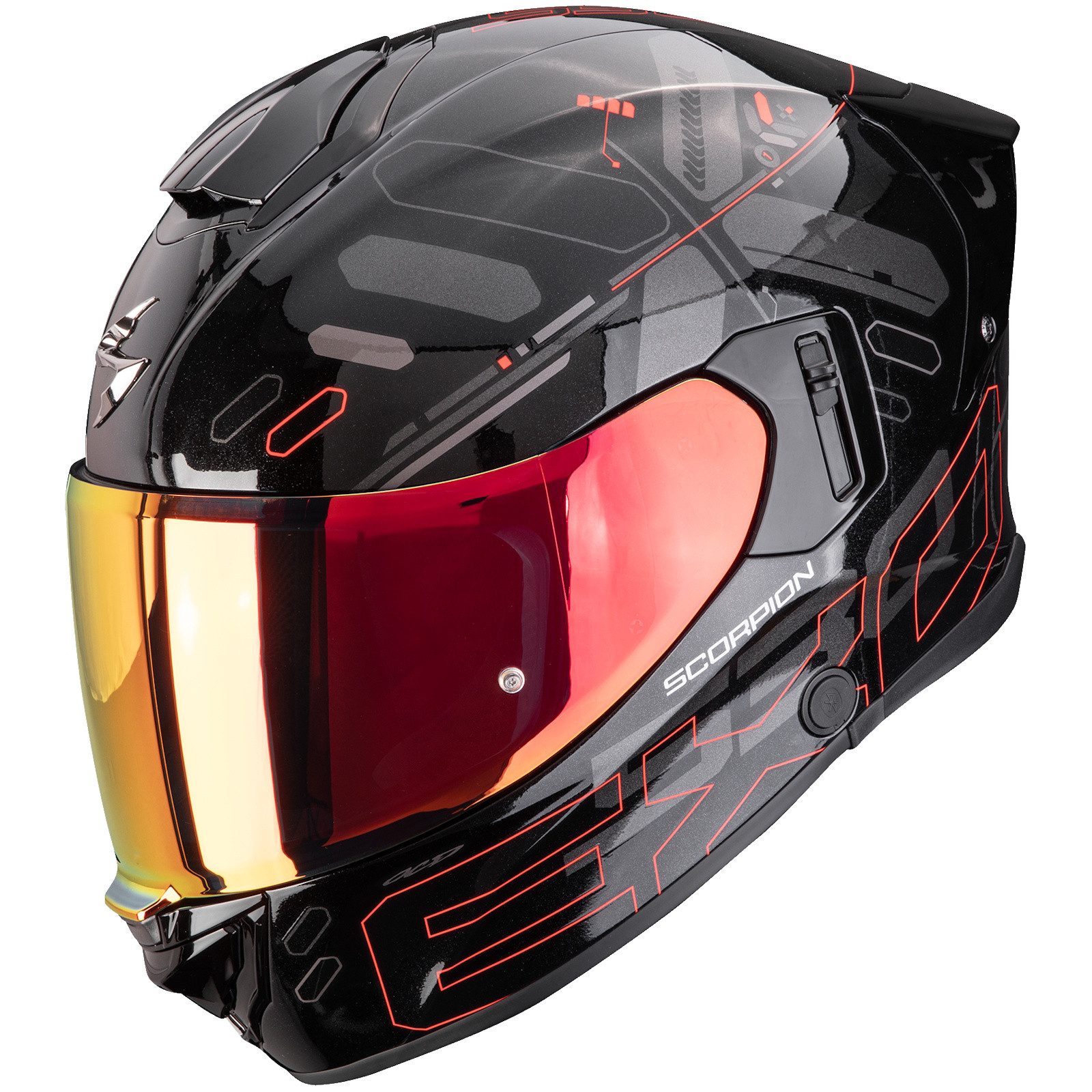 Scorpion Exo Motorradhelm Scorpion EXO-530 Air Fond Integralhelm Metallic / Schwarz / Rot XXL (1er Set), integralhelm motorrad