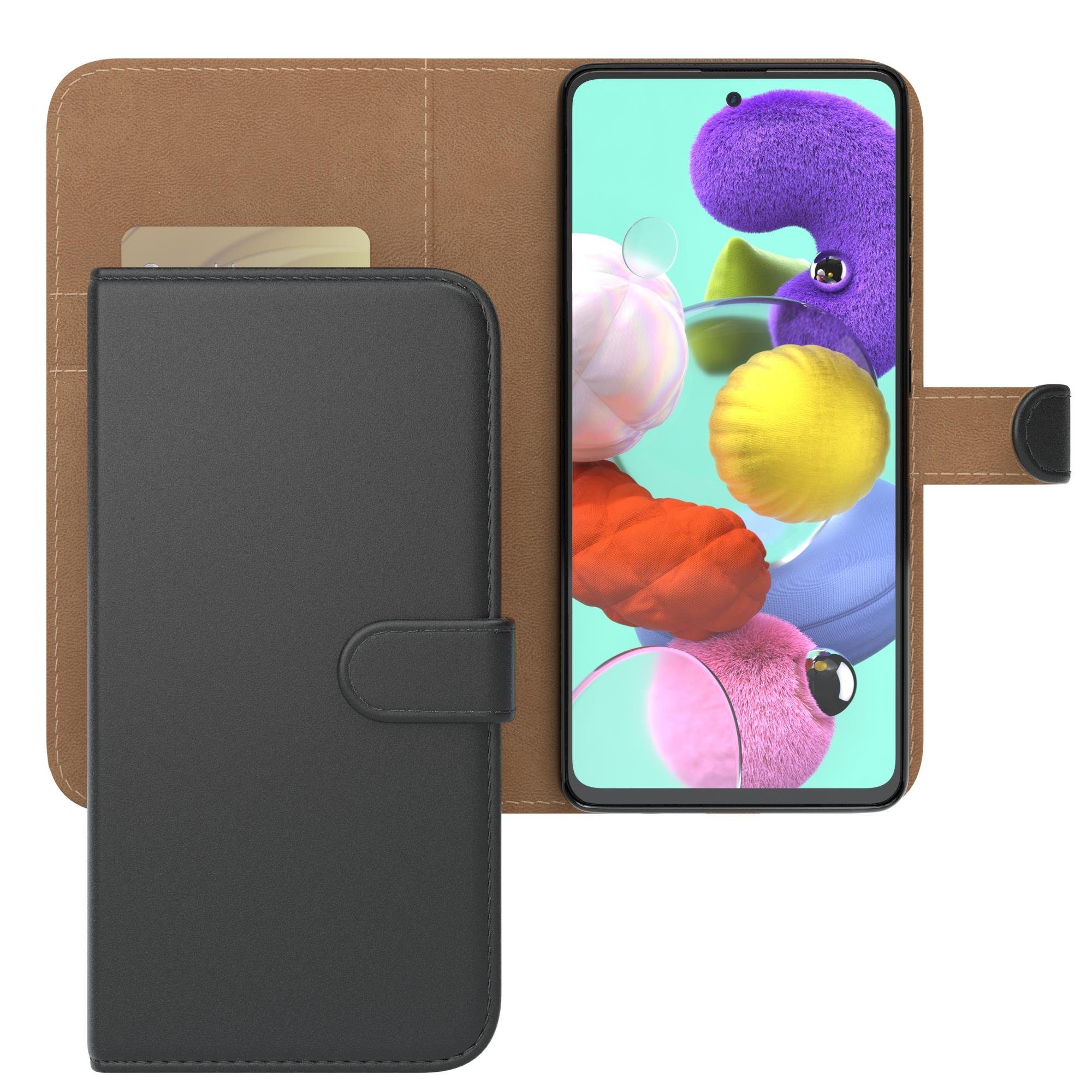 EAZY CASE Handyhülle Uni Bookstyle für Samsung Galaxy A51 6,5 Zoll, Schutzhülle mit Standfunktion Kartenfach Handytasche aufklappbar Etui