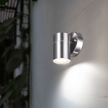 etc-shop Außen-Wandleuchte, Leuchtmittel nicht inklusive, Design Wand Lampe Fassaden Außen Beleuchtung Edelstahl Garten Down